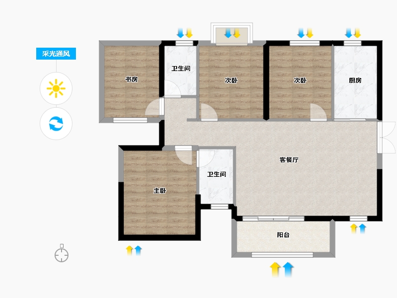 广西壮族自治区-南宁市-建工城-115.00-户型库-采光通风