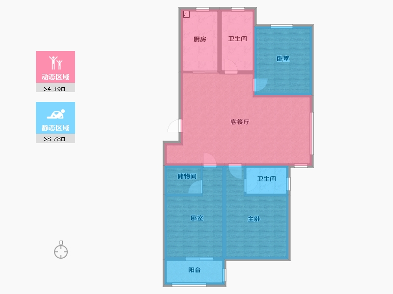 江苏省-淮安市-清苑小区-120.00-户型库-动静分区