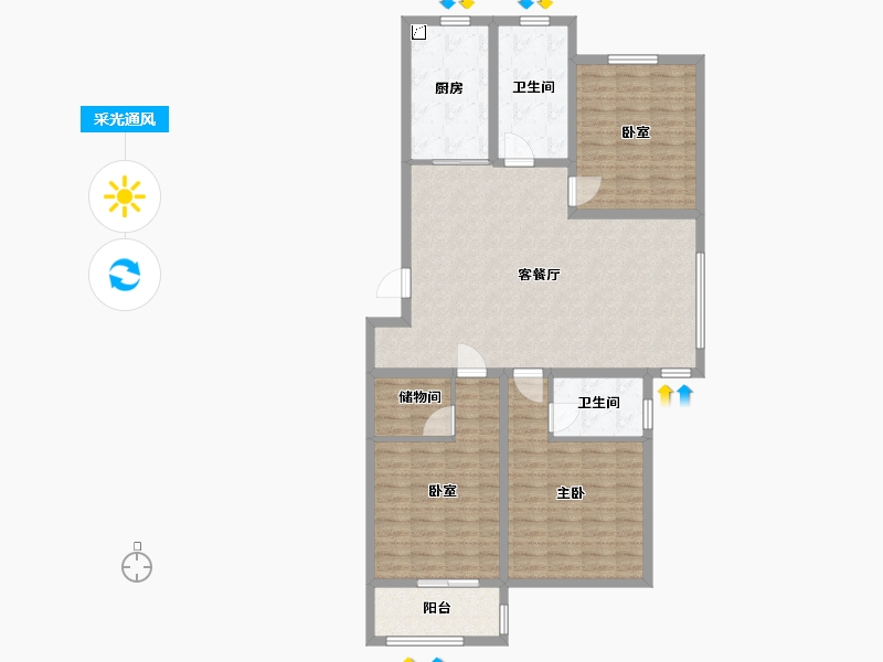 江苏省-淮安市-清苑小区-120.00-户型库-采光通风