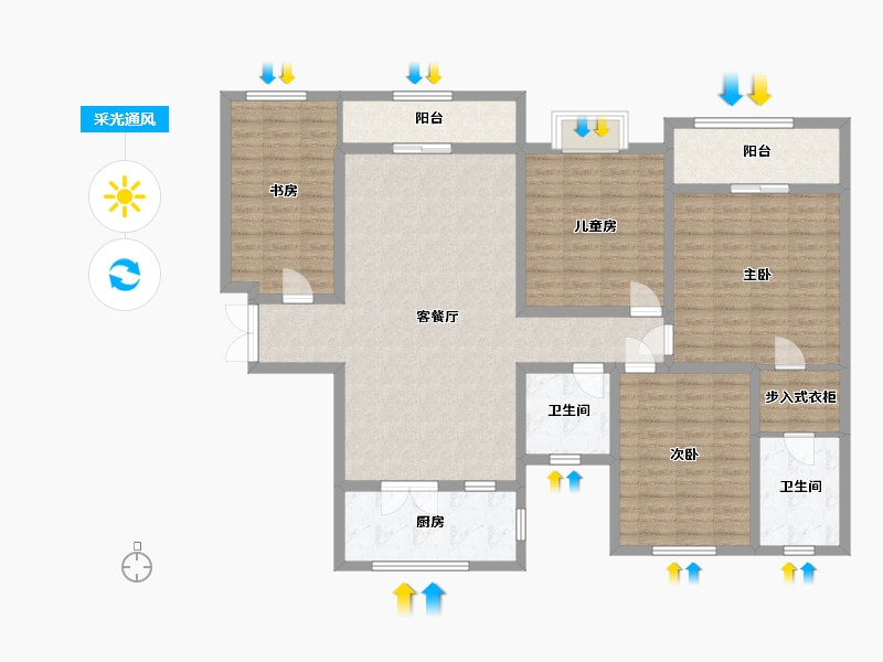 贵州省-贵阳市-花溪碧桂园-140.00-户型库-采光通风