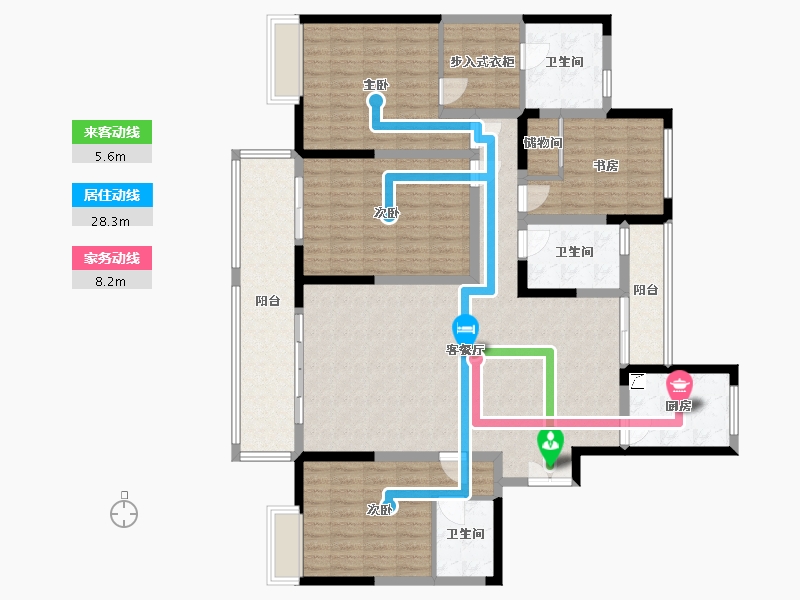 江苏省-泰州市-嘉美珑园-160.00-户型库-动静线