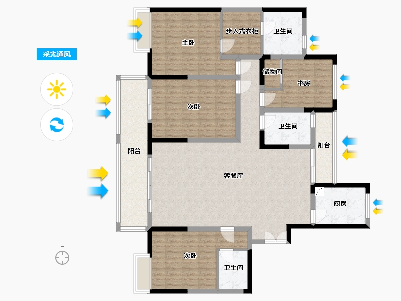 江苏省-泰州市-嘉美珑园-160.00-户型库-采光通风