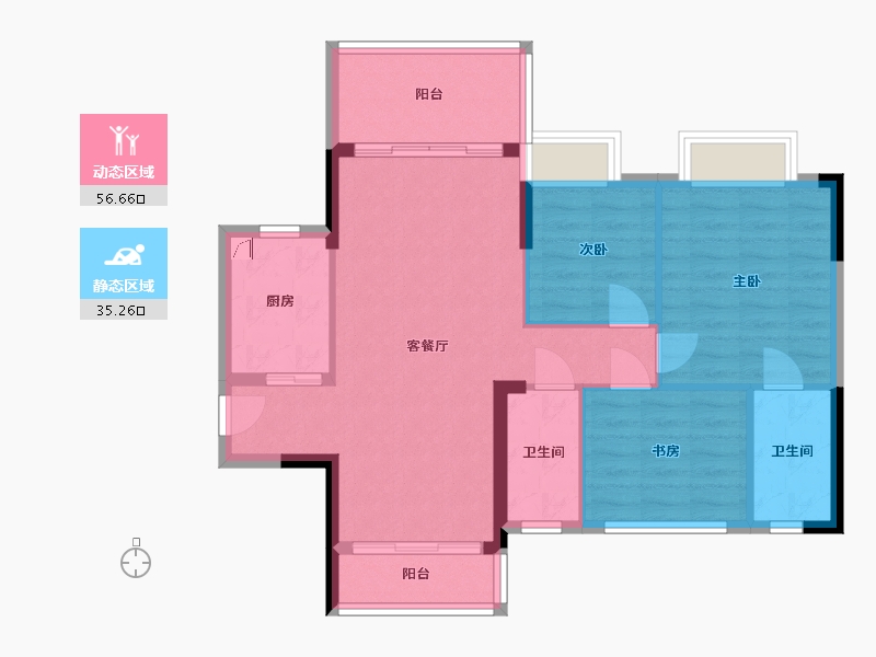 广东省-江门市-华悦・阳光里-81.52-户型库-动静分区