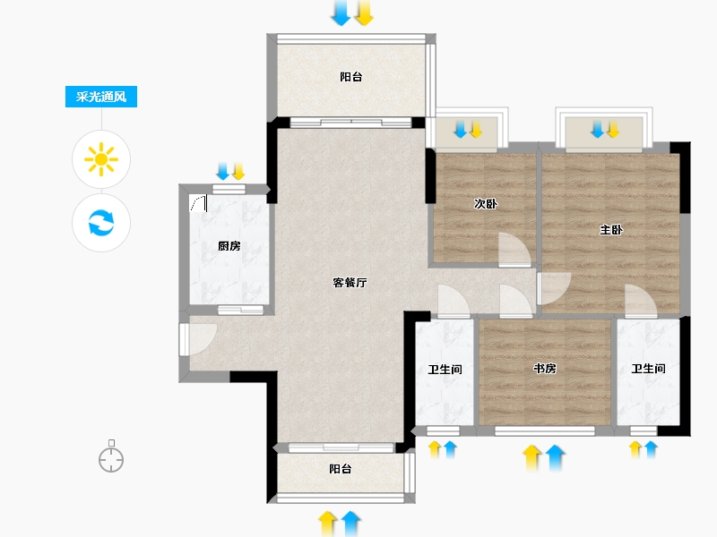 广东省-江门市-华悦・阳光里-81.52-户型库-采光通风