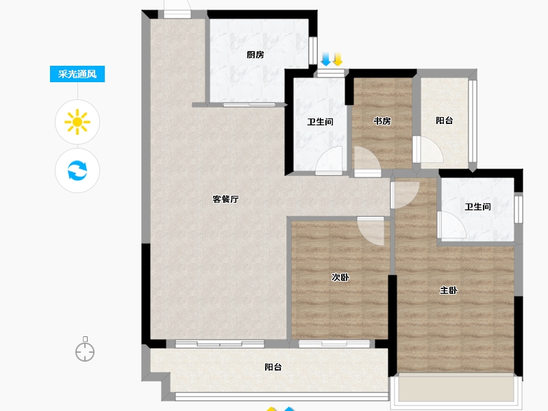 广东省-揭阳市-玺悦华府-100.00-户型库-采光通风