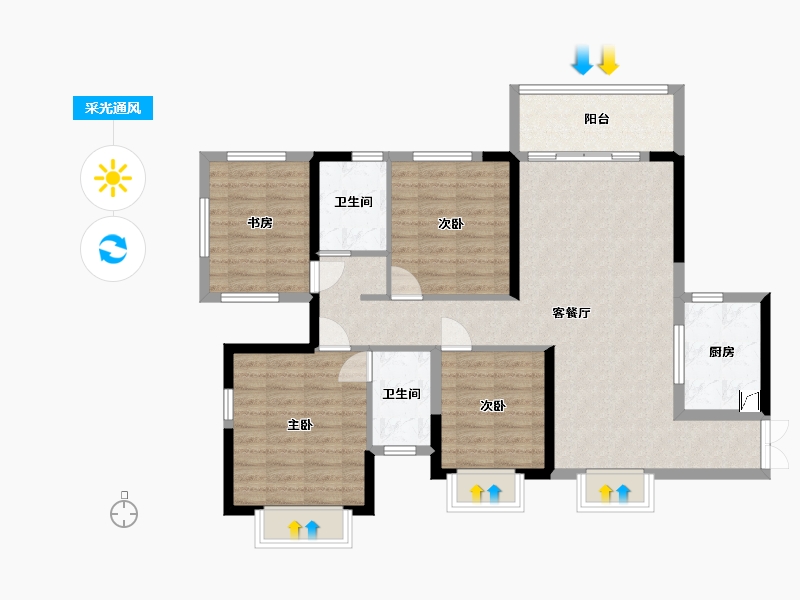 广西壮族自治区-南宁市-建工城-136.00-户型库-采光通风