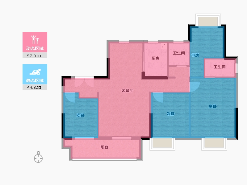 江苏省-常州市-绿地公园道雅苑-96.00-户型库-动静分区