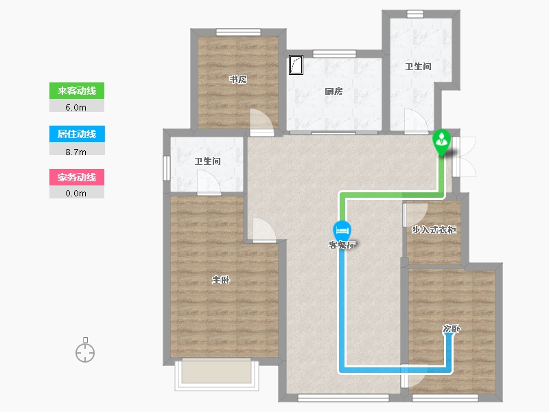 辽宁省-沈阳市-龙湖双珑原著-107.13-户型库-动静线