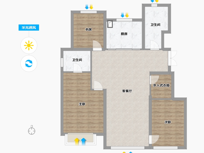 辽宁省-沈阳市-龙湖双珑原著-107.13-户型库-采光通风