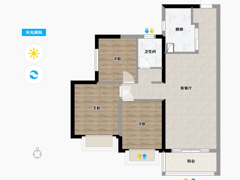 湖南省-长沙市-阳光城溪山悦-75.00-户型库-采光通风