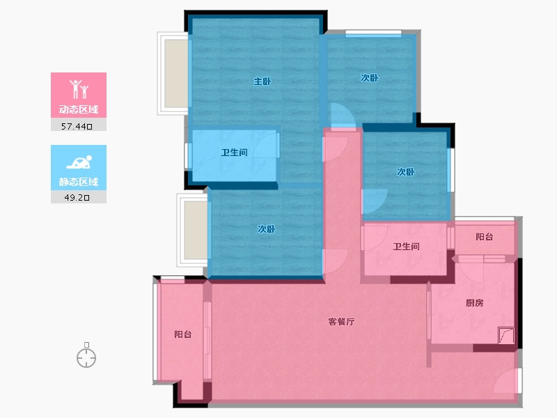 广东省-中山市-龙湖春江紫宸-88.00-户型库-动静分区