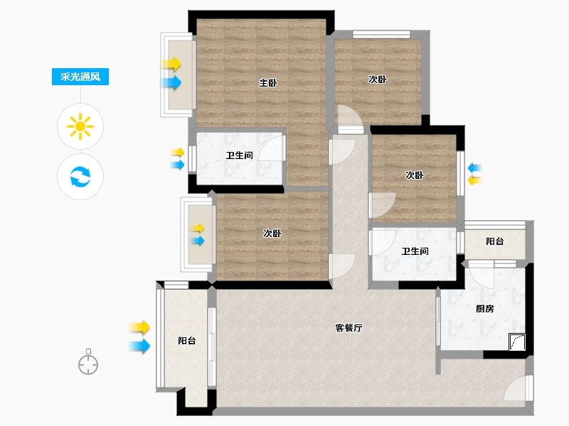 广东省-中山市-龙湖春江紫宸-88.00-户型库-采光通风