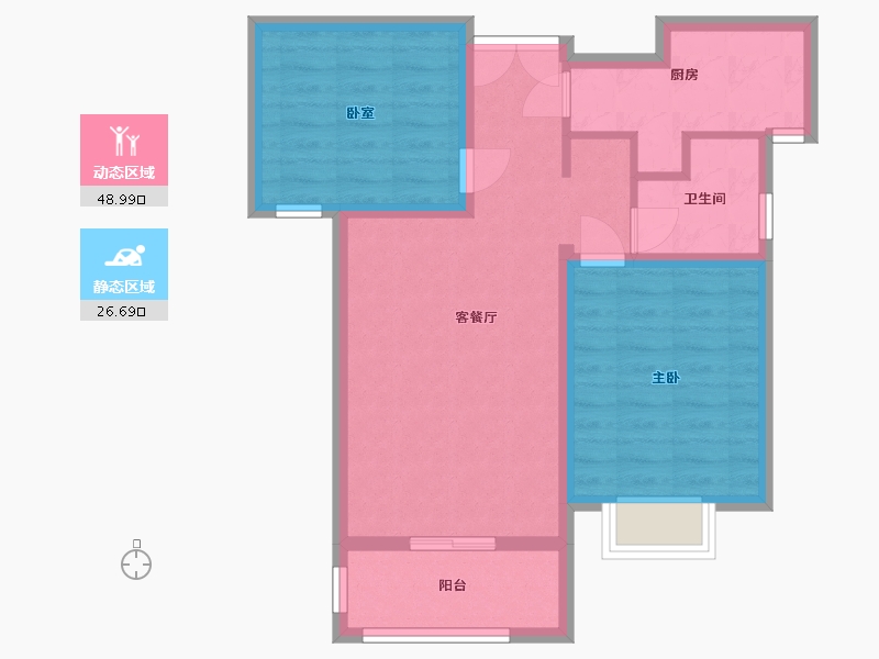 河南省-郑州市-清华大溪地-66.41-户型库-动静分区