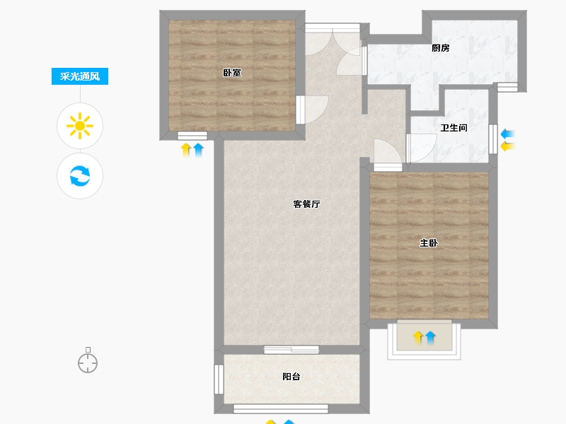 河南省-郑州市-清华大溪地-66.41-户型库-采光通风