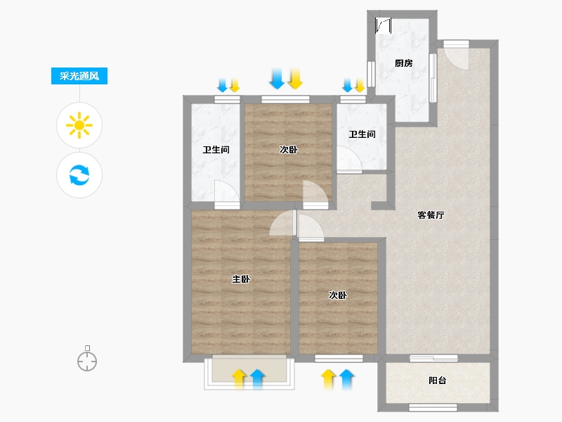 河南省-郑州市-兰庭华府-88.00-户型库-采光通风