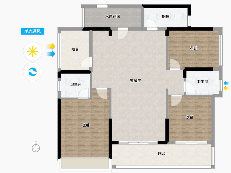 广东省-揭阳市-玺悦华府-125.00-户型库-采光通风