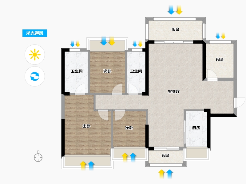 广东省-揭阳市-玺悦华府-116.00-户型库-采光通风