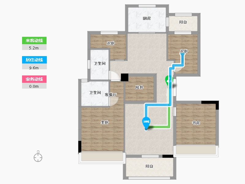 浙江省-绍兴市-江畔名邸（城投华府）-110.00-户型库-动静线