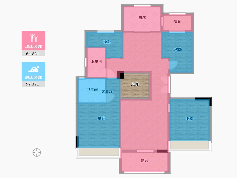 浙江省-绍兴市-江畔名邸（城投华府）-110.00-户型库-动静分区