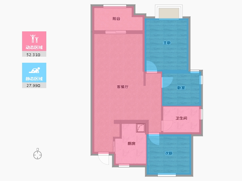 河北省-廊坊市-香河大运河孔雀城温莎郡-71.00-户型库-动静分区