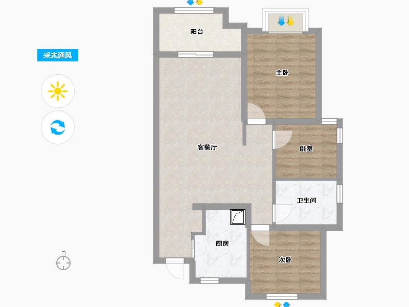 河北省-廊坊市-香河大运河孔雀城温莎郡-71.00-户型库-采光通风