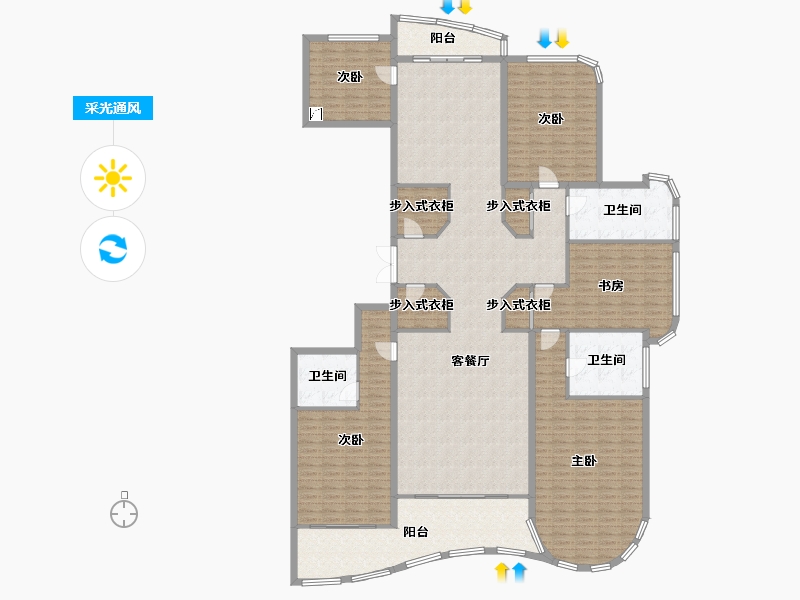 浙江省-绍兴市-金昌白鹭金湾-240.00-户型库-采光通风