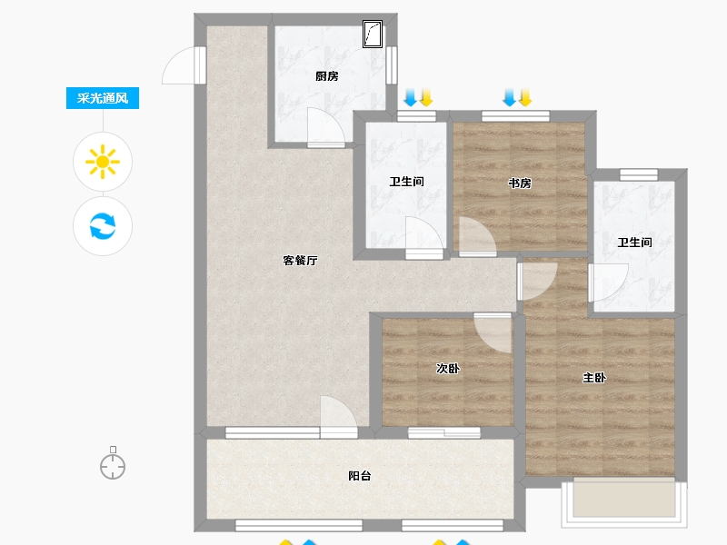 山东省-青岛市-和达正阳北岸-78.40-户型库-采光通风