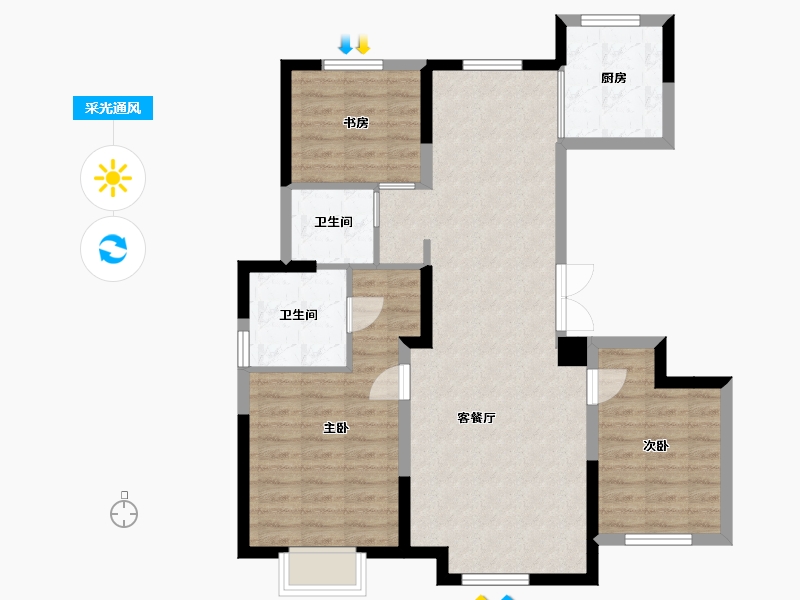 新疆维吾尔自治区-乌鲁木齐市-阳光城丽景湾-97.56-户型库-采光通风