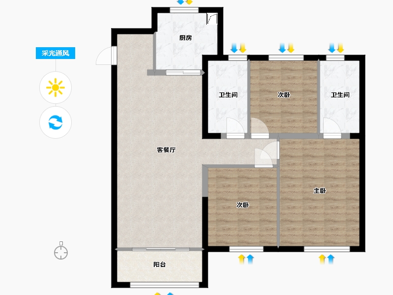 山东省-烟台市-金地浅山艺境玺湖-99.00-户型库-采光通风