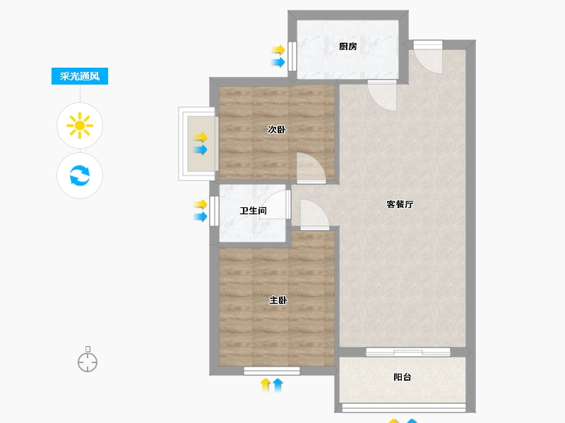 湖北省-十堰市-福泽嘉苑-62.27-户型库-采光通风