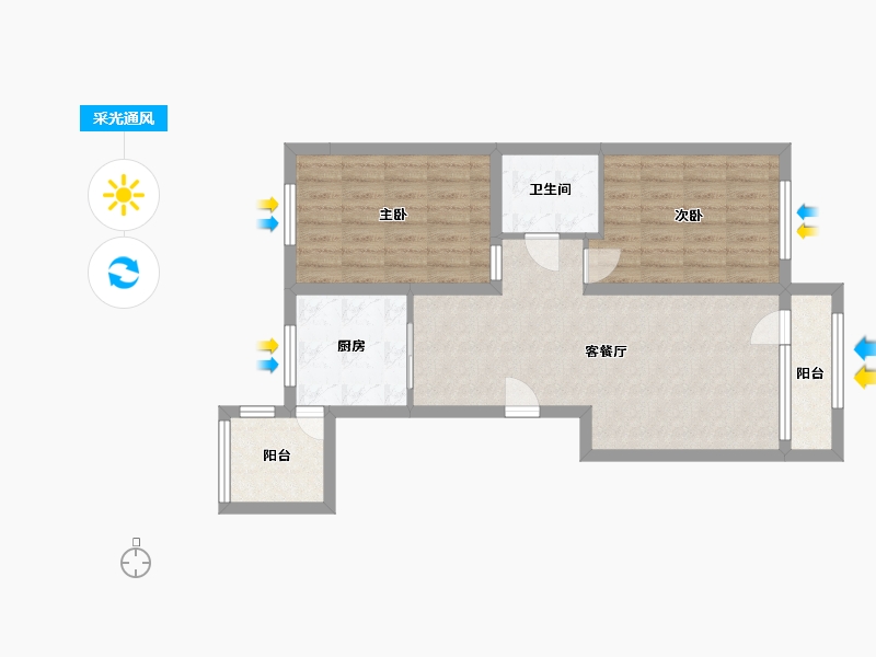 辽宁省-盘锦市-荷塘月色-83.00-户型库-采光通风