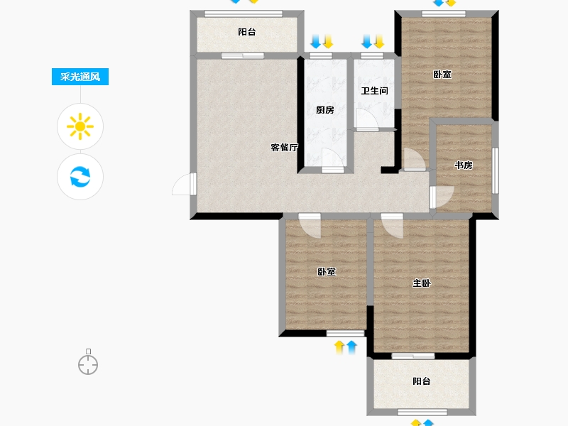 山东省-济宁市-南池御都花园-108.10-户型库-采光通风