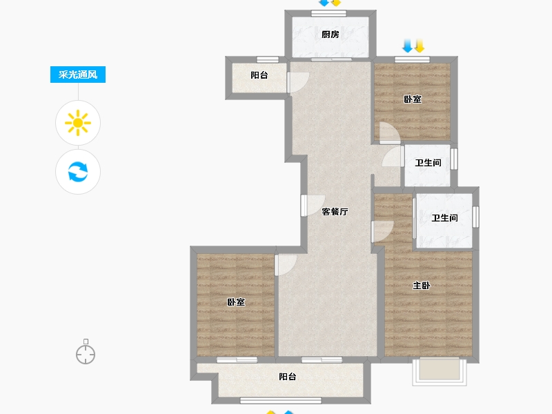 江苏省-苏州市-水畔华庭-97.89-户型库-采光通风