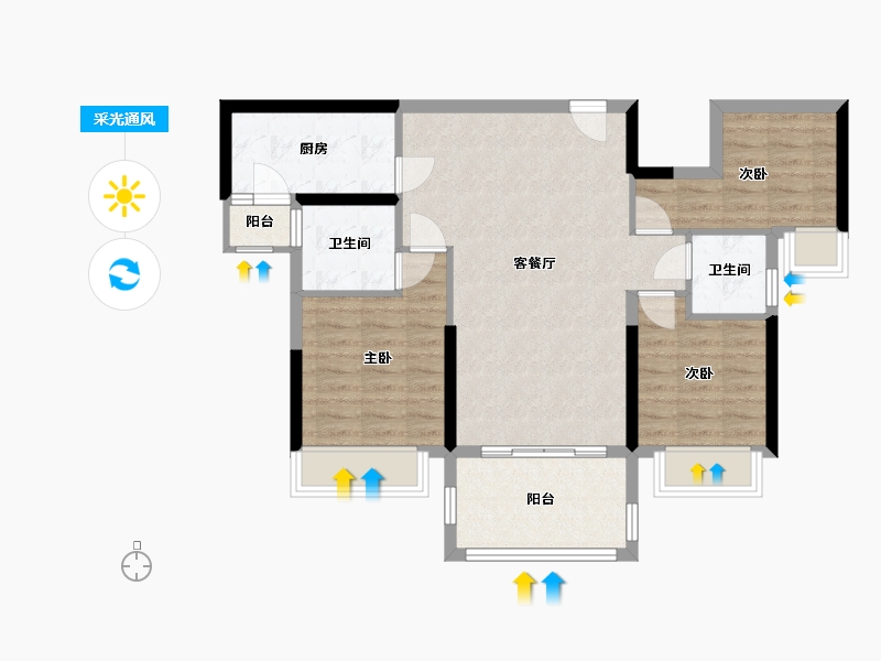 广东省-河源市-霸王花，东城国际-82.00-户型库-采光通风