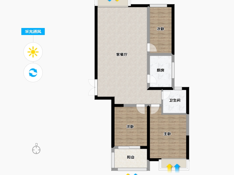 江苏省-淮安市-烨宸广场-90.00-户型库-采光通风