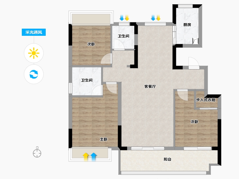 安徽省-亳州市-名邦·幸福里-116.14-户型库-采光通风