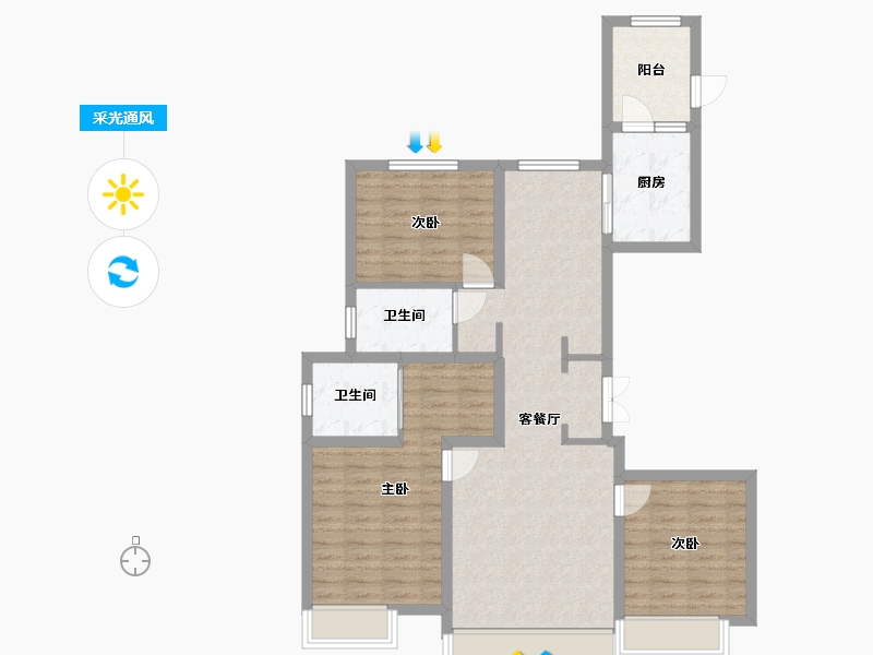 辽宁省-铁岭市-凡河新区-115.00-户型库-采光通风