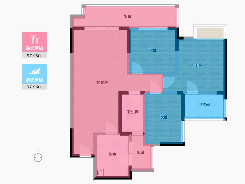 四川省-成都市-凯德世纪名邸-80.00-户型库-动静分区