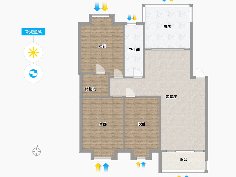 江苏省-无锡市-宁海里-108.00-户型库-采光通风