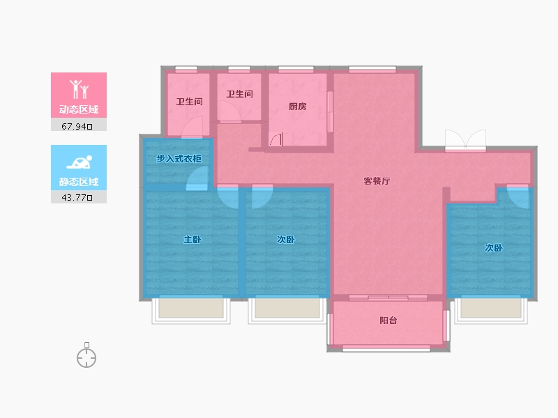 陕西省-渭南市-山水观园-110.00-户型库-动静分区