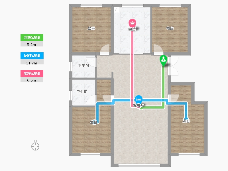 辽宁省-盘锦市-长安华府-125.00-户型库-动静线