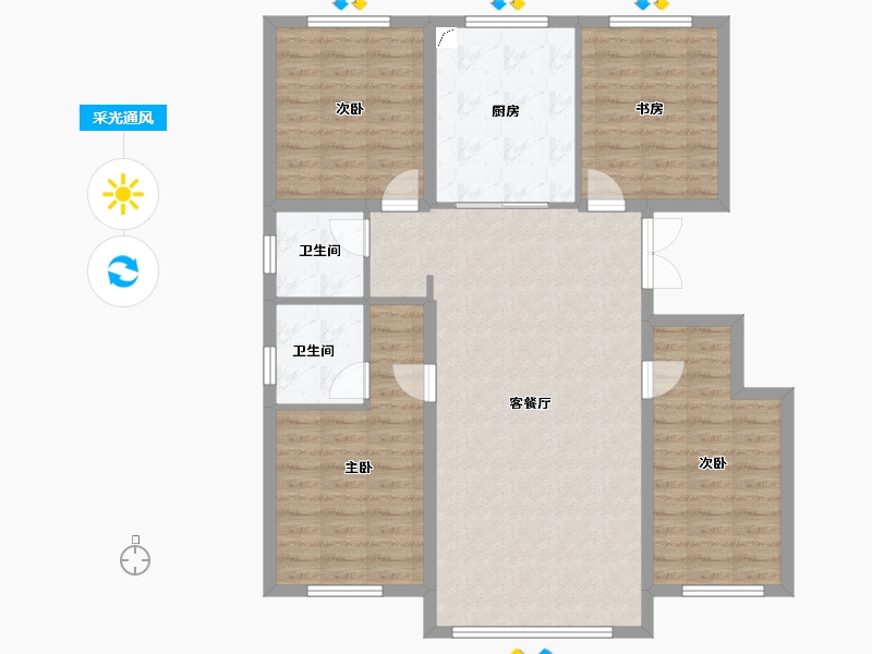 辽宁省-盘锦市-长安华府-125.00-户型库-采光通风