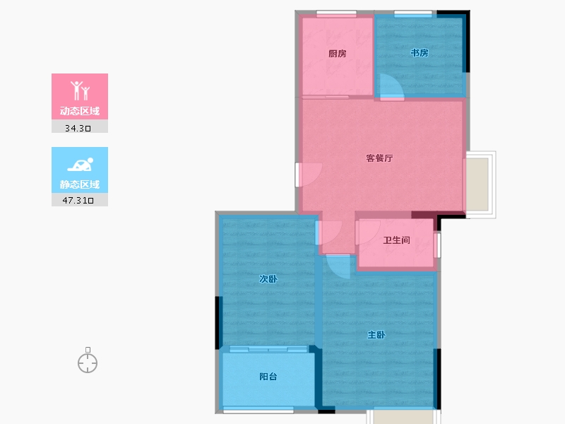 江苏省-扬州市-宝中未来城-73.00-户型库-动静分区