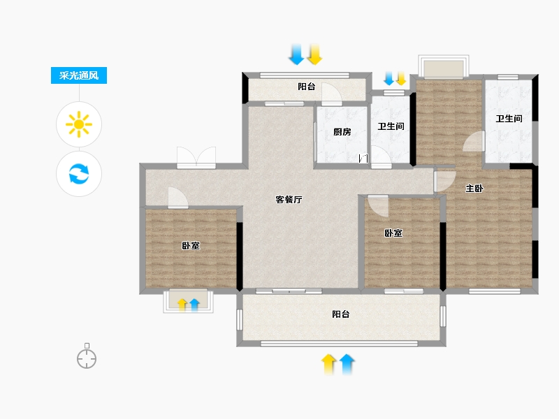 江苏省-无锡市-水城花园-150.00-户型库-采光通风