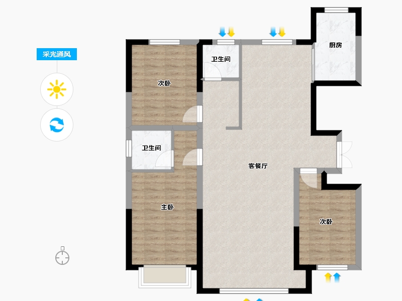 宁夏回族自治区-中卫市-阳光悦府-115.00-户型库-采光通风