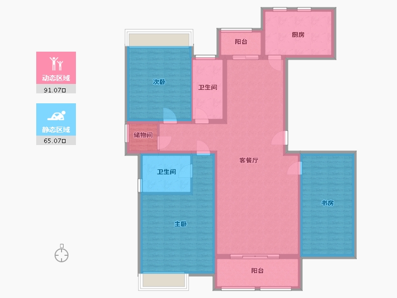 宁夏回族自治区-银川市-宝湖湾-141.00-户型库-动静分区