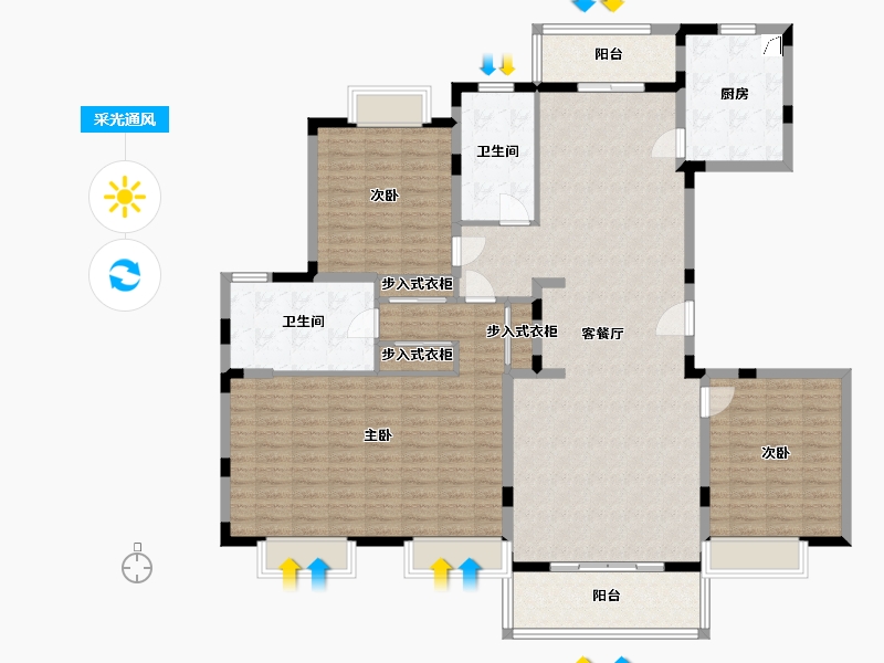 江苏省-苏州市-裕沁庭-160.00-户型库-采光通风