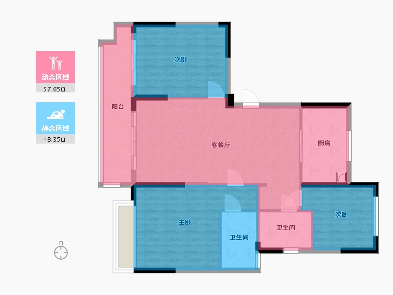 浙江省-台州市-温岭碧桂园-96.00-户型库-动静分区