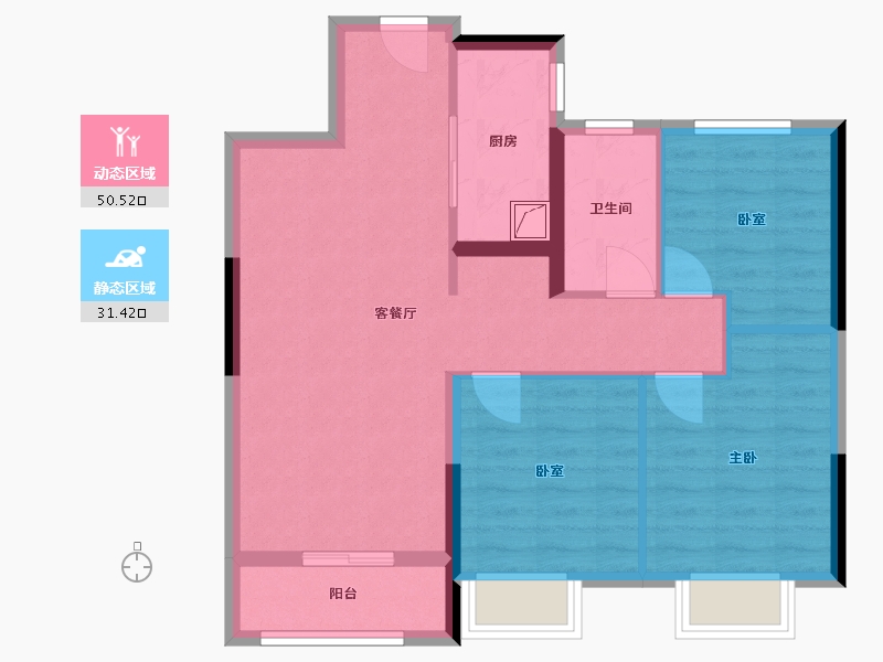 陕西省-西安市-陆港宁海湾-82.00-户型库-动静分区