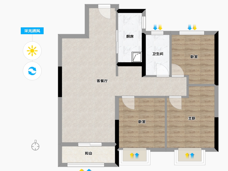 陕西省-西安市-陆港宁海湾-82.00-户型库-采光通风